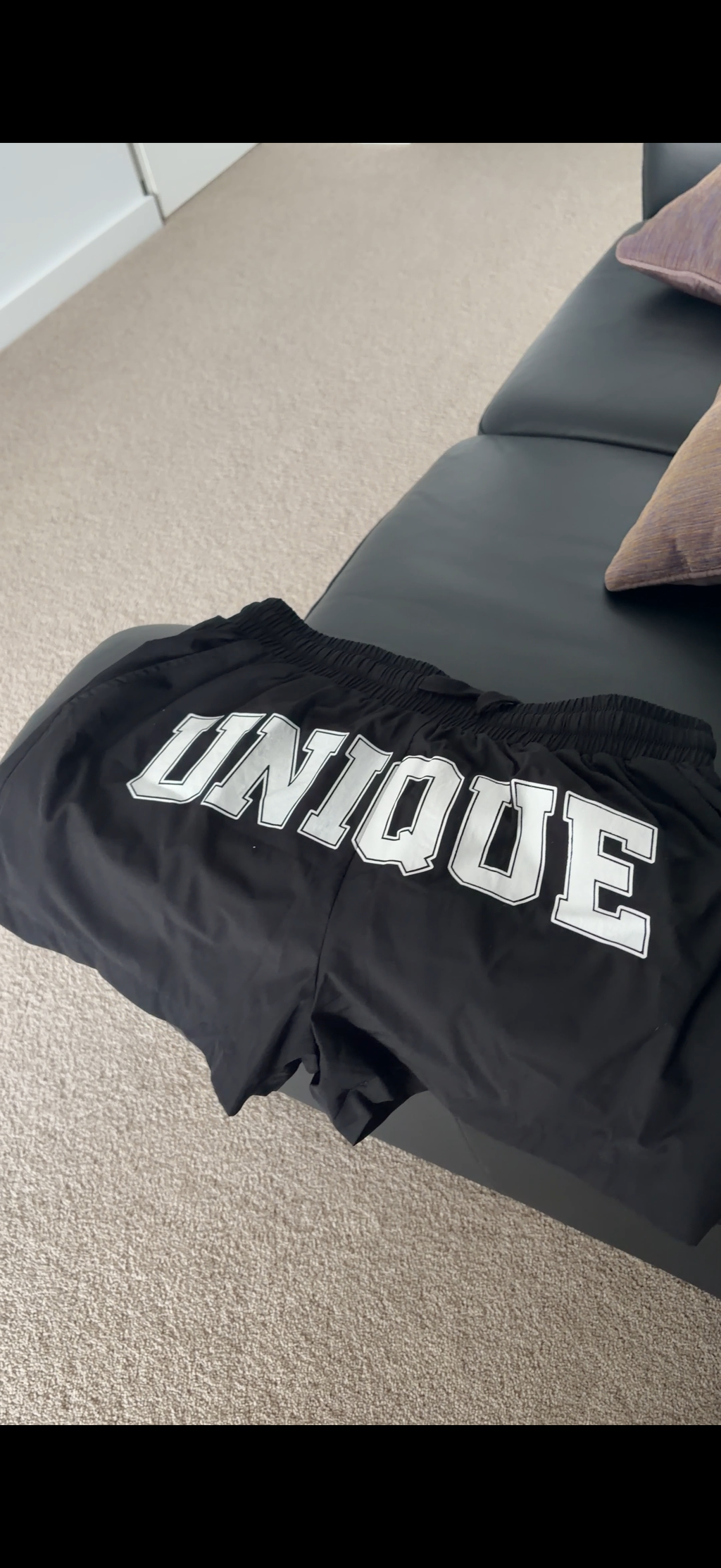 black unique shorts