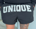 black unique shorts