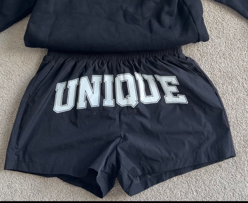 black unique shorts